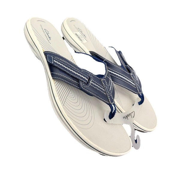 Clarks Women's Brinkley Jazz Flip Flops Cloudsteppers Size 12 Navy Blue New - Picture 8 of 11